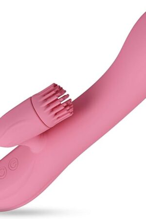 LeLuv Rabbit Vibrator Rotating Nubs Clitoral Tickler Smooth Silicone USB Rechargeable Pink