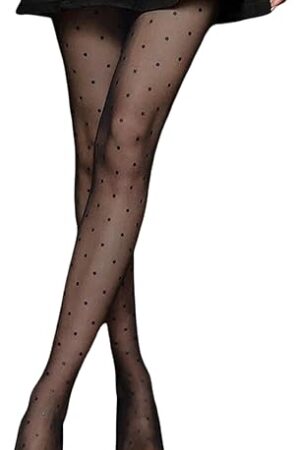 Women's Polka Dots Mesh Sheer Tights High Waisted Sexy Clubwear Rave Pantyhose