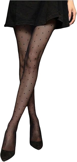 Women's Polka Dots Mesh Sheer Tights High Waisted Sexy Clubwear Rave Pantyhose