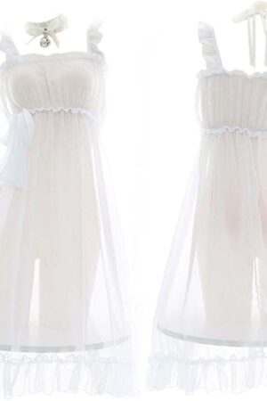 Women Girls Sexy Lingerie Dress Nightgown Maid Sexy Dress for Sleep Lolita Lingerie Dress with Choker WFZ13