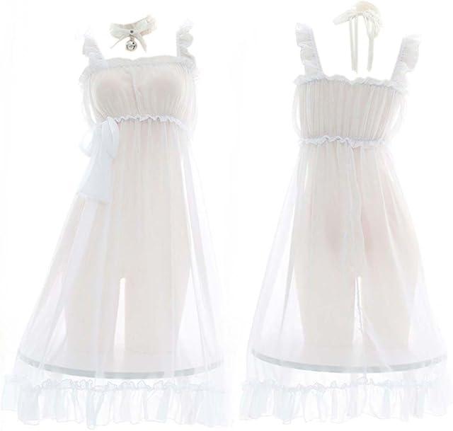 Women Girls Sexy Lingerie Dress Nightgown Maid Sexy Dress for Sleep Lolita Lingerie Dress with Choker WFZ13