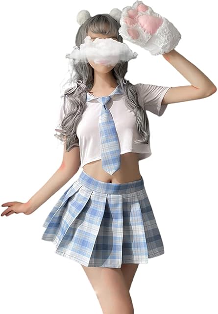 Anime school girl uniform Cute and Sexy Cosplay Lingerie Japanese Underwear Lolita Pleated skirt JK