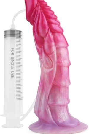 Creature Sexual Fantasy Stimulation sextoy,Silicone Textured Curvy Dildo,Mixed-Color and Functional Series Selection Dong, Sexually Gratification Device for Adult Novelty Game (Squirting Dildo)