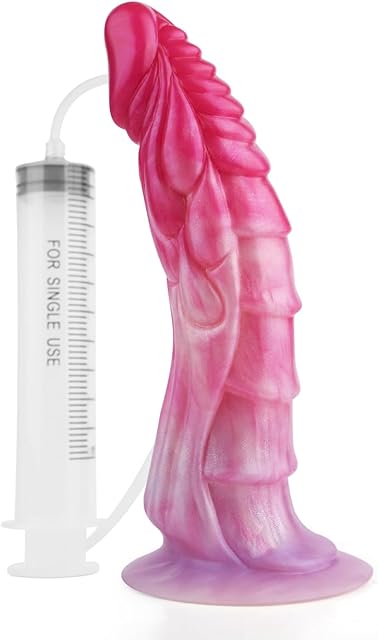 Creature Sexual Fantasy Stimulation sextoy,Silicone Textured Curvy Dildo,Mixed-Color and Functional Series Selection Dong, Sexually Gratification Device for Adult Novelty Game (Squirting Dildo)
