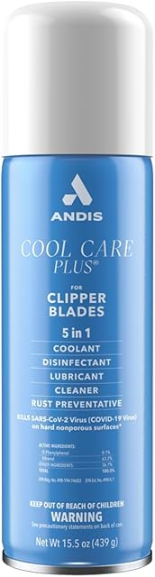 Andis 12750 Cool Care Plus 5-in-1 Clipper Spray, 155 oz Can, Blade Care and Treatment, Blue