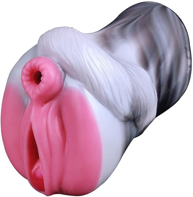 Fantasy 2 in 1 Soft Flexible Liquid Silicone Made Color Mixed Male Masturbator Silicone Men Stroker Adult Sex Product for Men Couple with Textured Enlarged Internal Tunnels Lifelike Unique Design