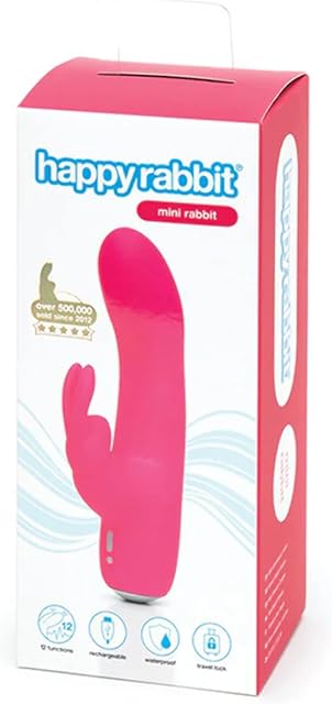 Happy Rabbit Mini Travel Size USB Rechargeable Vibrator, Pink