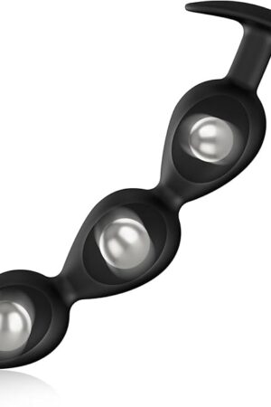 Anal Beads Silicone Butt Plug with Roller Beads Anal Trainer G-spot Prostate Massage Masturbation Beginner Sex Toys for Women Men and Couples (M)