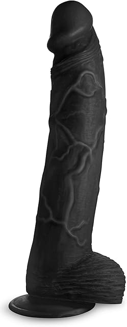 Hung Harry Black 11.75 Inch Life Like Dildo with Balls for Women, Men, & Couples | Powerful Suction Cup Base & Harness Compatible