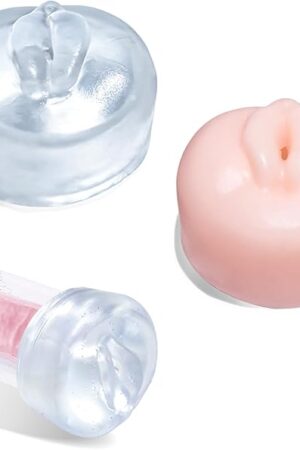 2Penis Pump Simulated Inverted Model, Realistic Sleeve Replacement Sealing Cap for 2.5-inch Cylindrical Large Penis Pump Sleeve, Male Enhancement Growth Pump Cap (Pink + Clear)