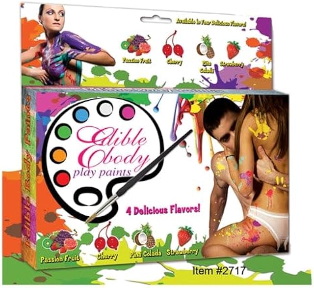 ASK GRANDPA GOURMET COFFEES Edible Body Play Paints Kit - Intimate Body Paint - Solid - Box - Red, Pink, Yellow, Green, Blue