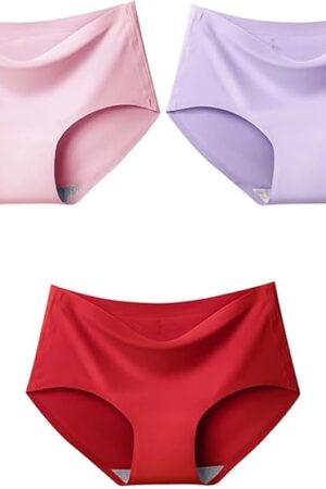 3Pcs/Set Large Size Women Mid-Waist Panties Seamless Ladies Sexy Briefs Female Breathable Underwear Ice Silk Lingerie
