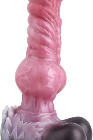 Animal Penis 8.3 Inch Realistic Wolf Dildo Large Size Anal Plug Adult Sex Toys (Pink + Gray)