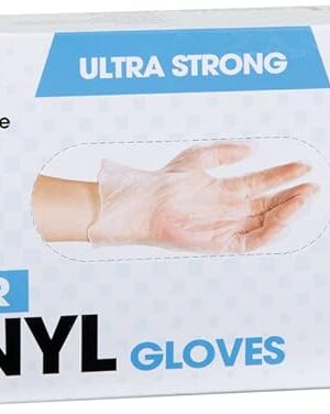 ForPro Disposable Vinyl Gloves, Clear, Industrial Grade, Powder-Free, Latex-Free, Non-Sterile, Food Safe, 275 Mil Palm, 39 Mil Fingers, Medium, 100-Count