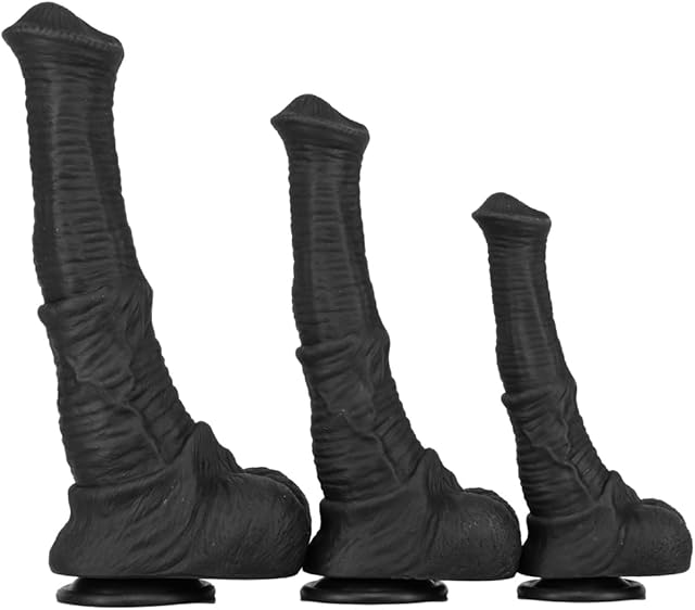 Big Black Horse Dildo 3 Size Animal Dildos Silicone Realistic Dildo with Suction Cup Huge Long Anal Dildo Plug Thick Dildo Animal Big Penis Masturbation Sex Toys for Men Women Adult Toy (L)