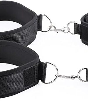 BDSM Sex Bondage Wrist & Thigh Cuffs Restraints Set, Adjustable Leg Straps Sex Restraints Handcuffs for Fetish Bondage Adventures, Adult Sex Toys for Women, Couples Roleplay Game (A)
