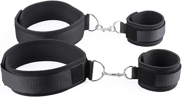 BDSM Sex Bondage Wrist & Thigh Cuffs Restraints Set, Adjustable Leg Straps Sex Restraints Handcuffs for Fetish Bondage Adventures, Adult Sex Toys for Women, Couples Roleplay Game (A)