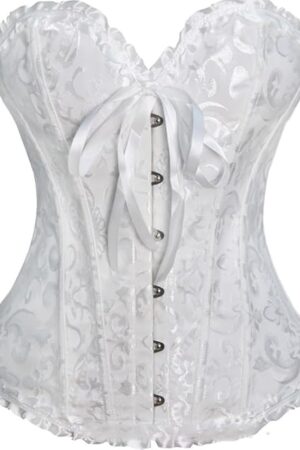 Black Pirate Corset Top for Women Bustier Vintage Shapewear Overbust Sexy Push-Up Body Shaper