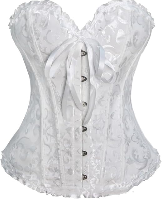 Black Pirate Corset Top for Women Bustier Vintage Shapewear Overbust Sexy Push-Up Body Shaper