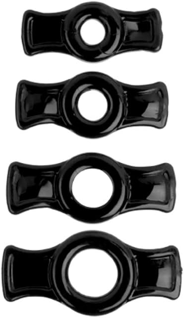 Doc Johnson Titanmen - 4 C-Ring Set - Helps Create Firmer and Thicker Erections - Side Tabs for Easy Removal and Adjustment - Black