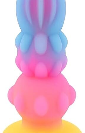 Generic Big Anal Plug Big Butt Plug Luminous Anal Plug Dildo for Women Liquid Silicone Colorful Butt Plug with Suction Cup Prostate G-spot Stimulation Massager Anal Sex Toy for Man(Color:M)
