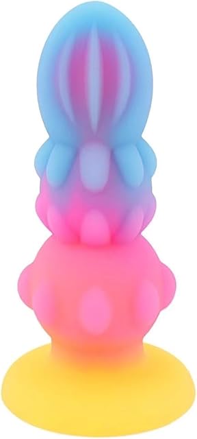 Generic Big Anal Plug Big Butt Plug Luminous Anal Plug Dildo for Women Liquid Silicone Colorful Butt Plug with Suction Cup Prostate G-spot Stimulation Massager Anal Sex Toy for Man(Color:M)