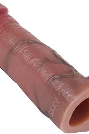 5.31Inch Soft Silicone Penis Sleeve Enlarger for Men, Male Penis Extension Sleeve with Cock Ring Cock Extender Sleeve Adult Sex Toy for Men Couple
