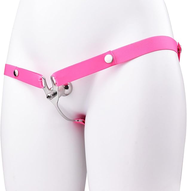 Chastity Cage Strap + Metal Negative Inverted Chastity Cage, Male Flat Chastity Cage, Cock Cage, BDSM Penis Exercise Restraints Male Sex Toys - A156 (Pink)
