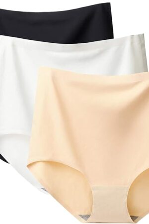 Women High Waist Plus Size Panties No Show Full Coverage Underwear Briefs