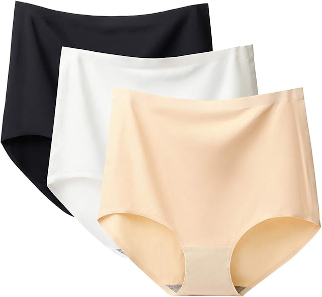 Women High Waist Plus Size Panties No Show Full Coverage Underwear Briefs
