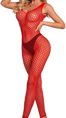 Women's Sexy Mesh BodyStocking Fishnet Lingerie Long Sleeve Bodysuits One Piece Jumpsuit Underwear Nightwear