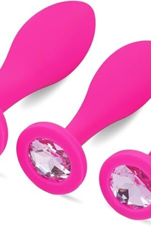 Anal Plug Anal Sex Toys,3pcs Butt Plug Jeweled Anal Plugs Silicone Anal Toys Anal Training Kit Adult Sex Toys Games Butt Plug,Personal Sex Toy for Adult Women,Men and Couples (Pink)