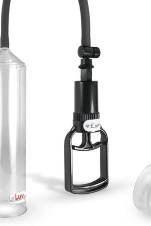 LeLuv Penis Pump Vacuum Pump | TGrip Handle Premium Smooth Silicone Hose with Clear 2.25 Inch x 9 Inch Cylinder Bundle with TPR Sleeve Seal