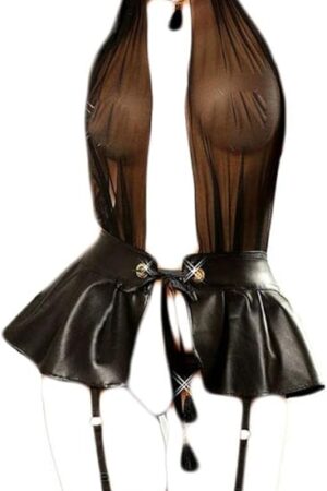 Womens Sexy Clubwear Lingerie Garter Belt Bra G-String Set Cosplay Party Sleepwear Dress Gift for Girlfriend (Blackc, Medium)
