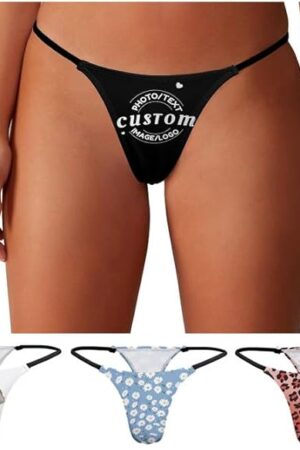 Custom Thong with Name/Face/Photo,Personalized Women Underwear Funny Panties Underwear Gifts for Wife/Girlfriend