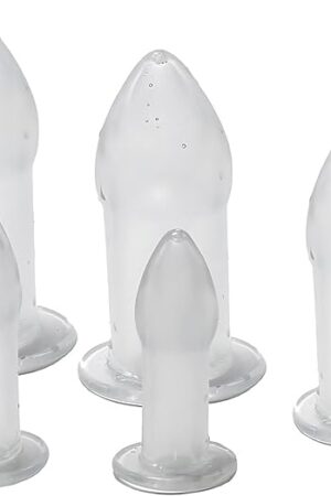 Anal Plug Trainer Sets 5PCS Silicone Anal Dilator Butt Plug, Hollow Anal Expander Dildo Kit Adult Sex Toys for Men Women (Clear)