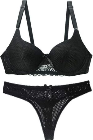 Women's Sexy Plus Up Bra Set Underwire Lingerie Set in Red, Size 32B-46E