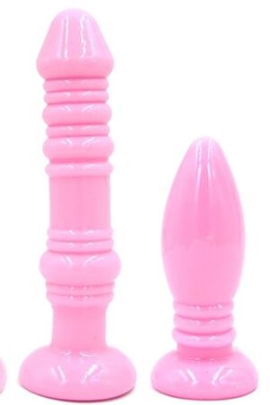 4Pcs Adults Fancy Silicone Anal Plugs, Personal Portable G-spot Massager para Penis Suction Prostate Pussy Sexual Stimulation Training Sex Toy for Women Female Men Male Unisex (Pink)