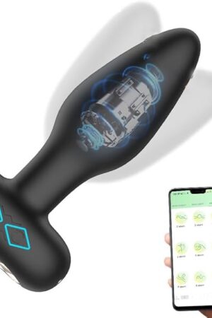 Generic Vibrating Anal Butt Plug Sex Toys Remote Control Anal Vibrator Prostate Massager 360?Rotating Silicone Adult Anal Sex Toys Games, Black