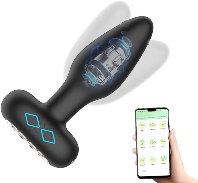 Generic Vibrating Anal Butt Plug Sex Toys Remote Control Anal Vibrator Prostate Massager 360?Rotating Silicone Adult Anal Sex Toys Games, Black