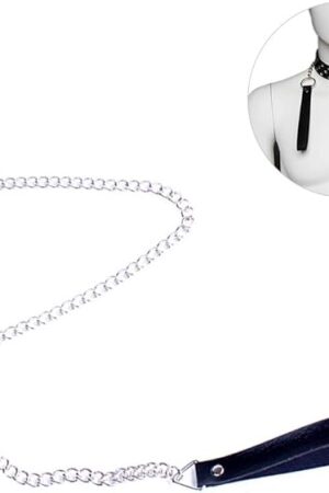 FST Faux Leather Leash Accessories BDSM Metal Chain for Choker Necklace Adult Sex Game for Couples