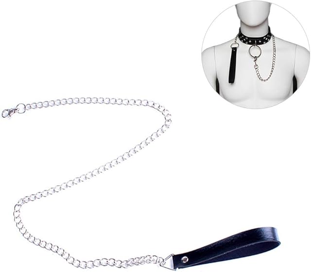 FST Faux Leather Leash Accessories BDSM Metal Chain for Choker Necklace Adult Sex Game for Couples