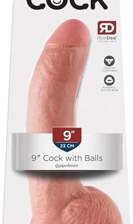 King Cock with Balls, Flesh, 9 Inch