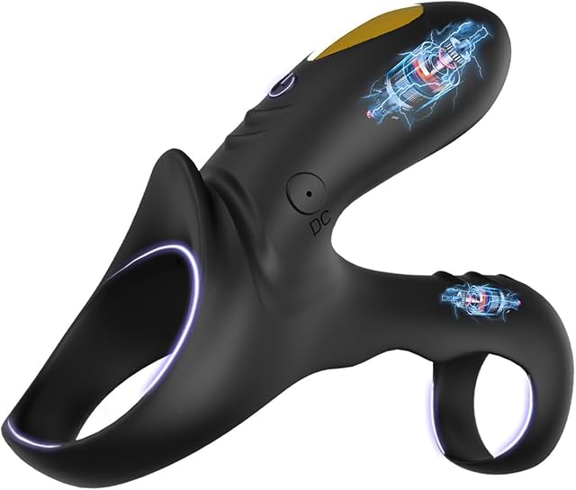 Vibrating Cock Ring, Peins Vibrator Couple Sex Toys - 2 in 1 Vibrating Penis Ring with 2 * 9 Vibration Modes, Waterproof Rechargeable G Spot Clitoral Stimulator