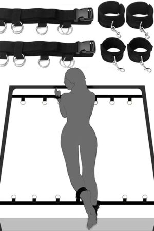 Bondage Restraints Sex Toys Sex Restraints Set for Couple with Handcuffs Ankle Cuff Adjustable Straps Bed Games Bondage Gear Accessories Adult Sex Toys with Silicone Breathable Ball Sweatshirt