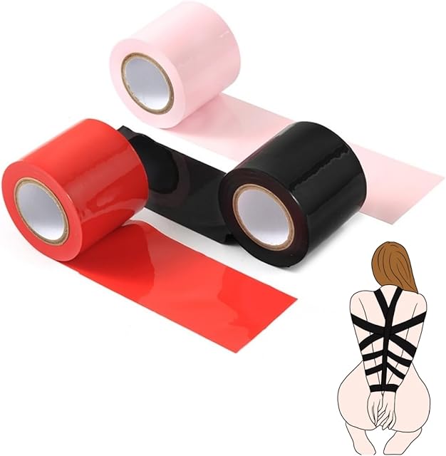 BDSM Bondage Tape Set 3 Rolls Sex Restraints Toys Reusable Static Electrostatic Tape PVC Fetish SM Adult Toy for Men and Women