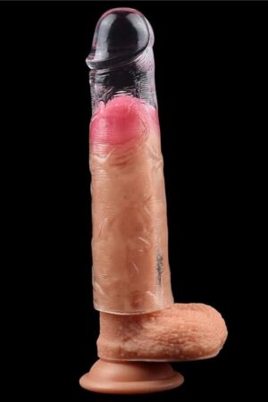 Honeypleasures Condom Reusable Realistic Penis Sleeve Extender Enlarger Solid Tip Extension Extender Clear Add Girth and Length (7 Inch - 2 Inch Extender)