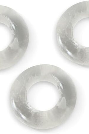 LeLuv Penis Ring Set of 3 TPR Donut Clear 1.5 cm - 0.6 inch Inner Diameter