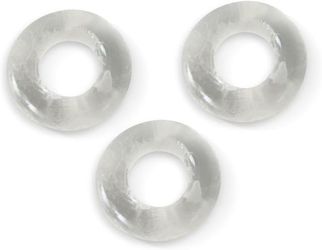LeLuv Penis Ring Set of 3 TPR Donut Clear 1.5 cm - 0.6 inch Inner Diameter