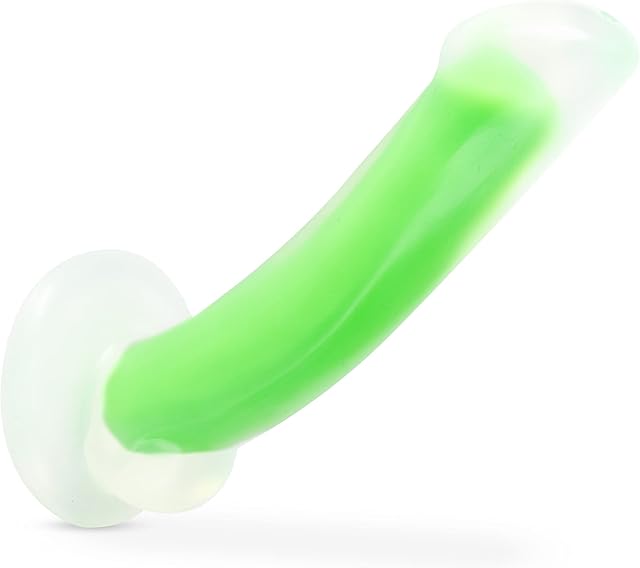 Eden Sex Toys - Glow in The Dark G Spot Dildo - 7 Inch - Realistic Soft Silicone P Spot Dildo - Suction Cup & Harness Compatible - Smooth Penis for Vaginal & Anal Play - Adult Toy Unisex - Neon Green